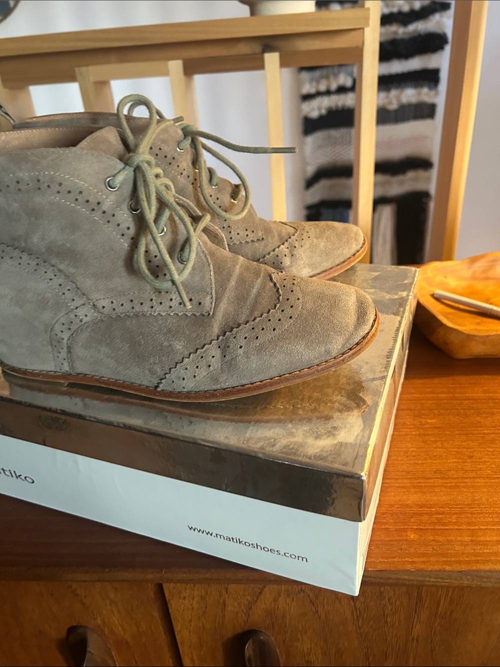 Suede Oxford wedges